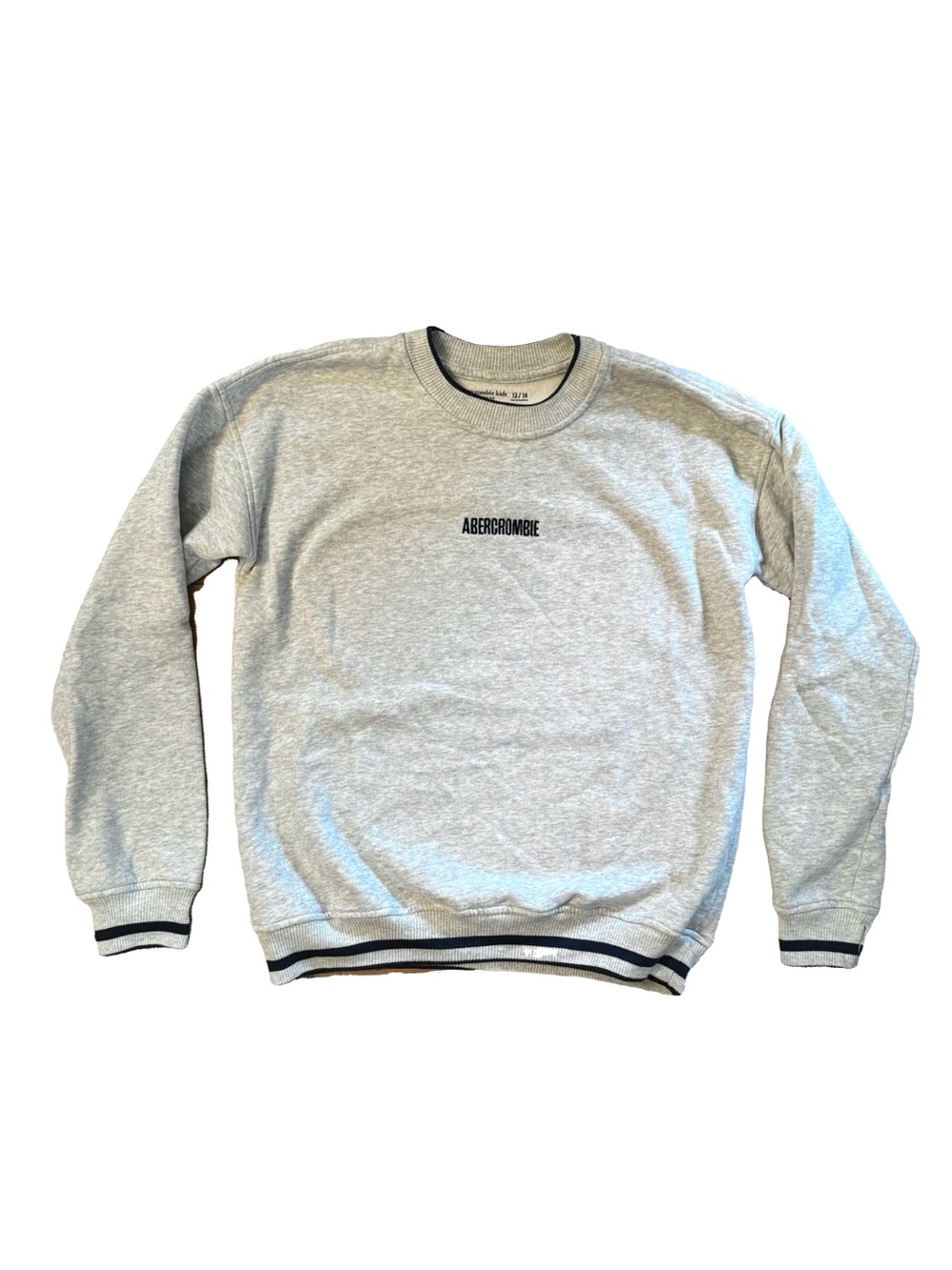 Abercrombie Kids Heather Gray Crewneck Sweatshirt with Black Trim 13/14